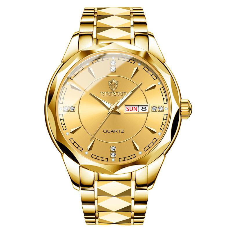Watch Stainless steel business double calendar waterproof men's watch local tyrant gold watch