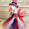 Goose Costume for 7 Inch Mini Desk Goose Doll Patriotic 4th of July Outfit with Hat And Dress Independence Day Festival Decoration