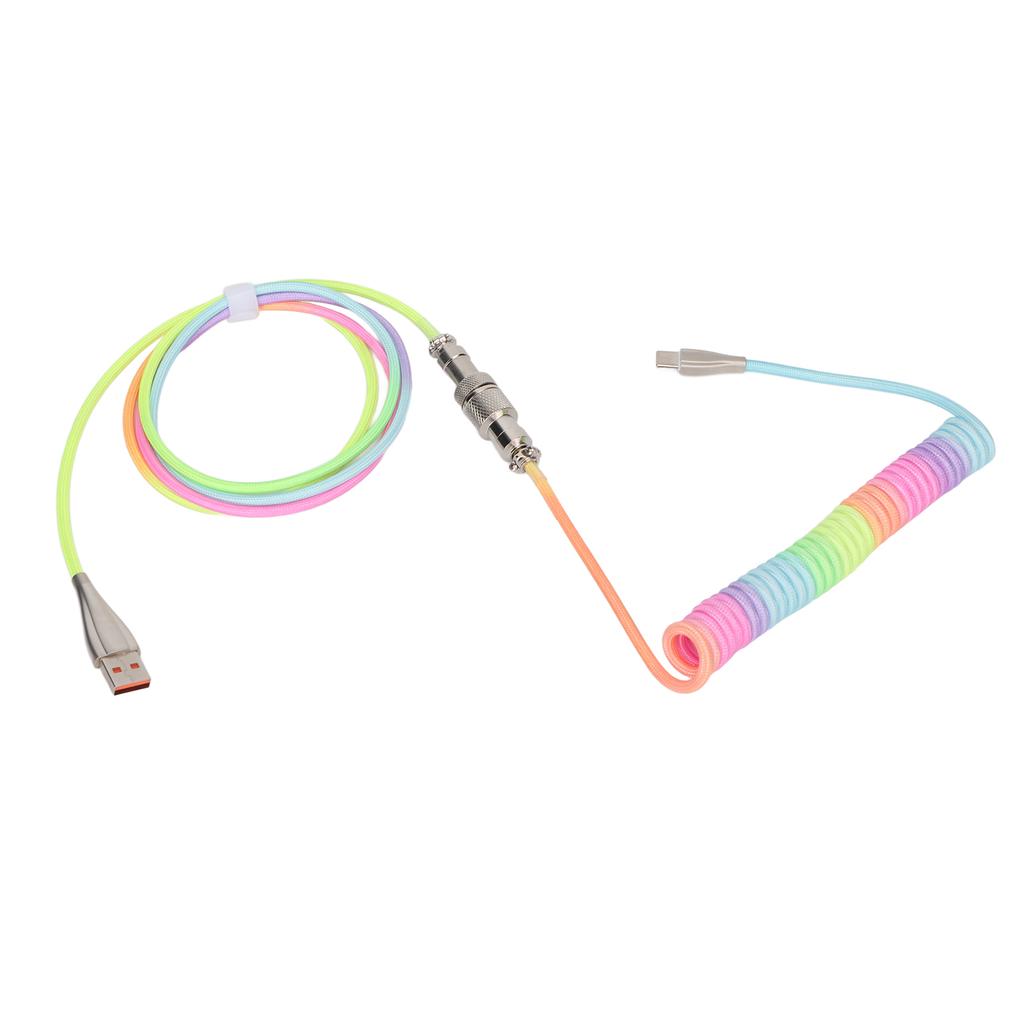 Gaming Keyboard Cable Gradient Color RGB Luminous Custom Mechanical Keyboard Retractable USB C