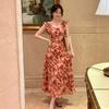 French Romantic Floral Dress Women's Summer New Seaside Vacation Style Thin Skirt Texture High-end Dress