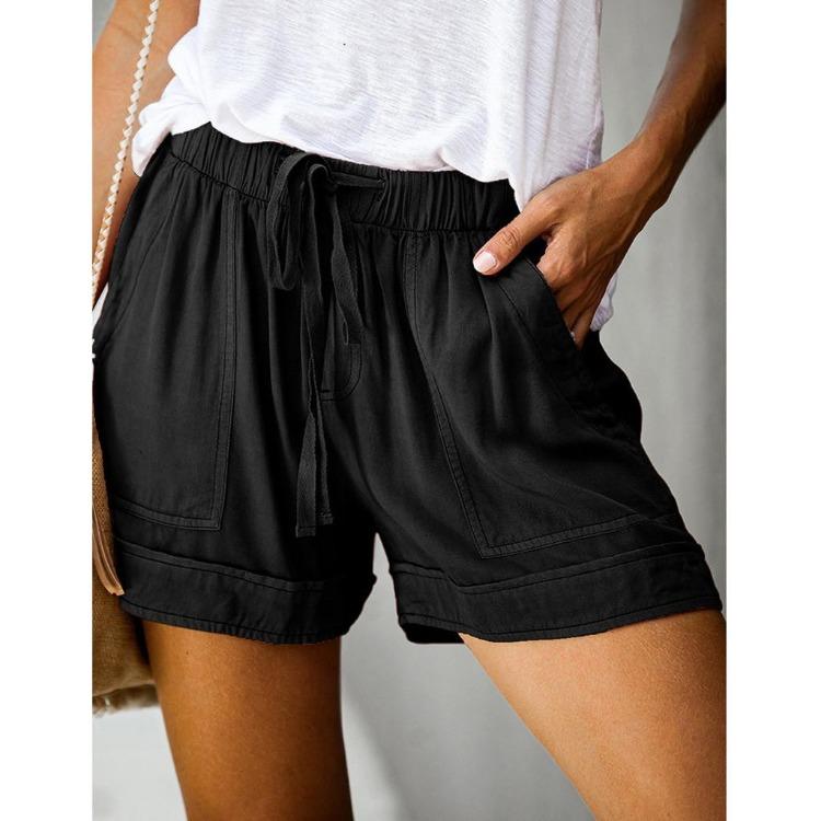 Plus Size Women's Casual Loose Shorts Pants with Elastic Waist Drawstring and Pockets