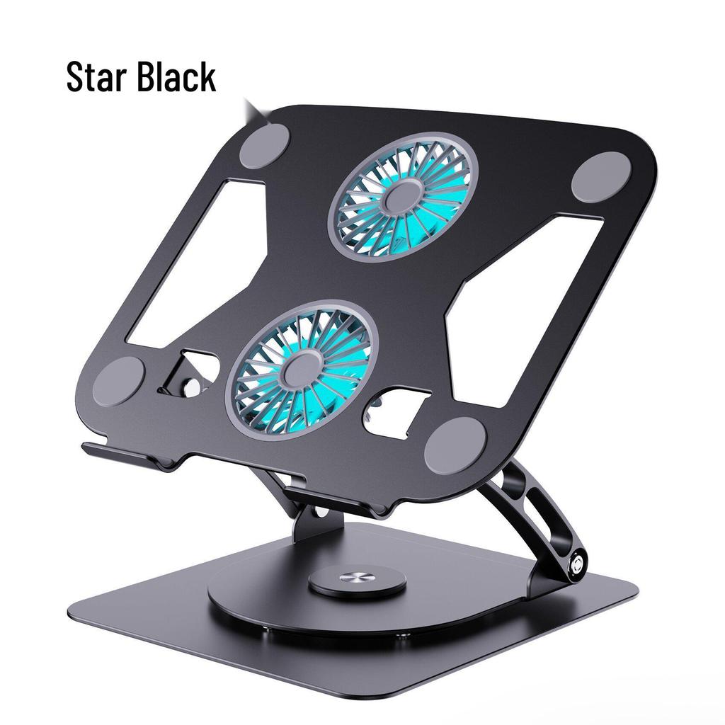 Aluminum Alloy Laptop Cooling Stand with 360° Rotation & Three-Level Adjustability
