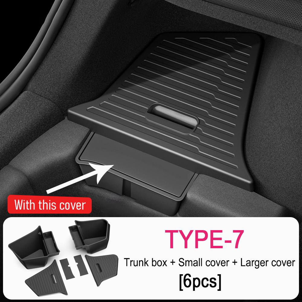 For Tesla Model Y Juniper Launch 2026 Rear Trunck Side Storage Box with Flocking TPE Lids Covers Mat Accessories (1:1 Original)