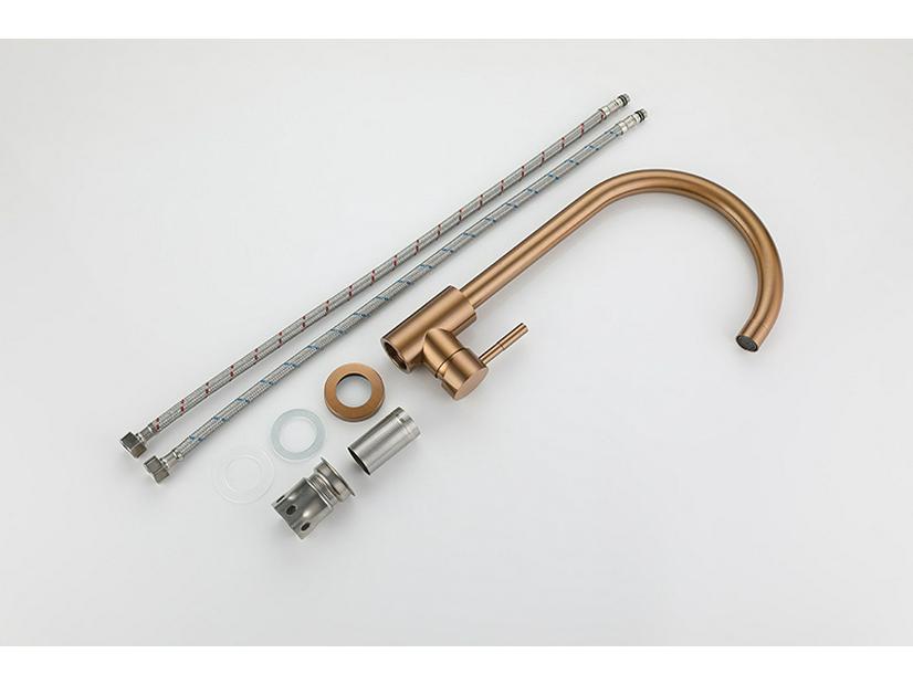 Stainless Steel Brushed Gold Kitchen Faucet with Hot and Cold Water Mixer
