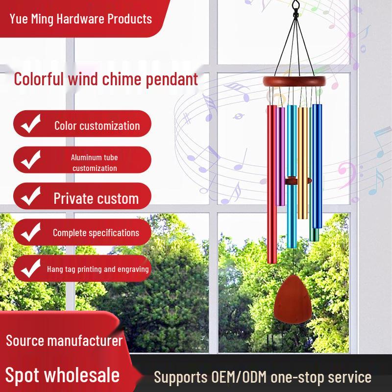 Nordic Colorful Aluminum & Wood Wind Chime - Outdoor Garden Balcony Decor.