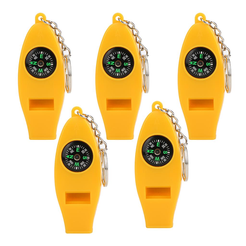 5PCS 4 in 1 Compass Thermometer Magnifier Whistle for Travel Camping Hiking Climbing