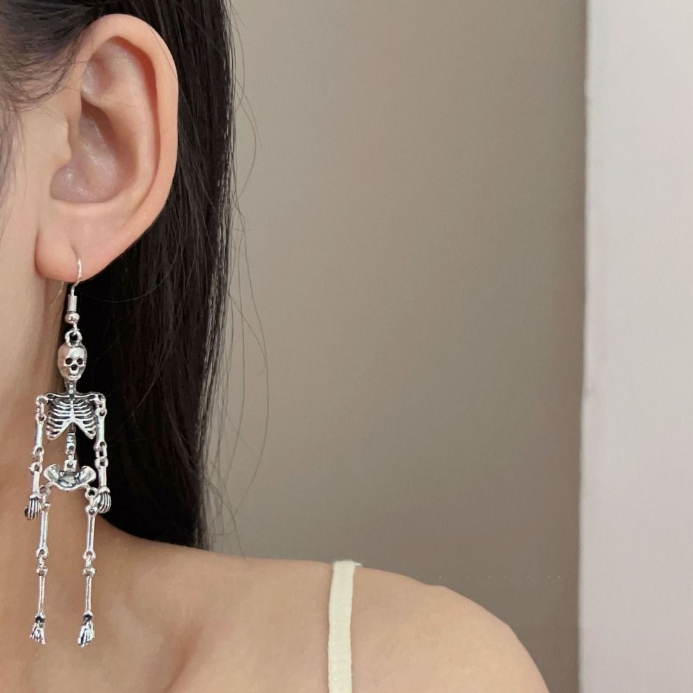 Zinc Zinc Alloy Halloween Earrings Skull Imitation Human Bone Earrings Pierced Skeleton Earrings Women