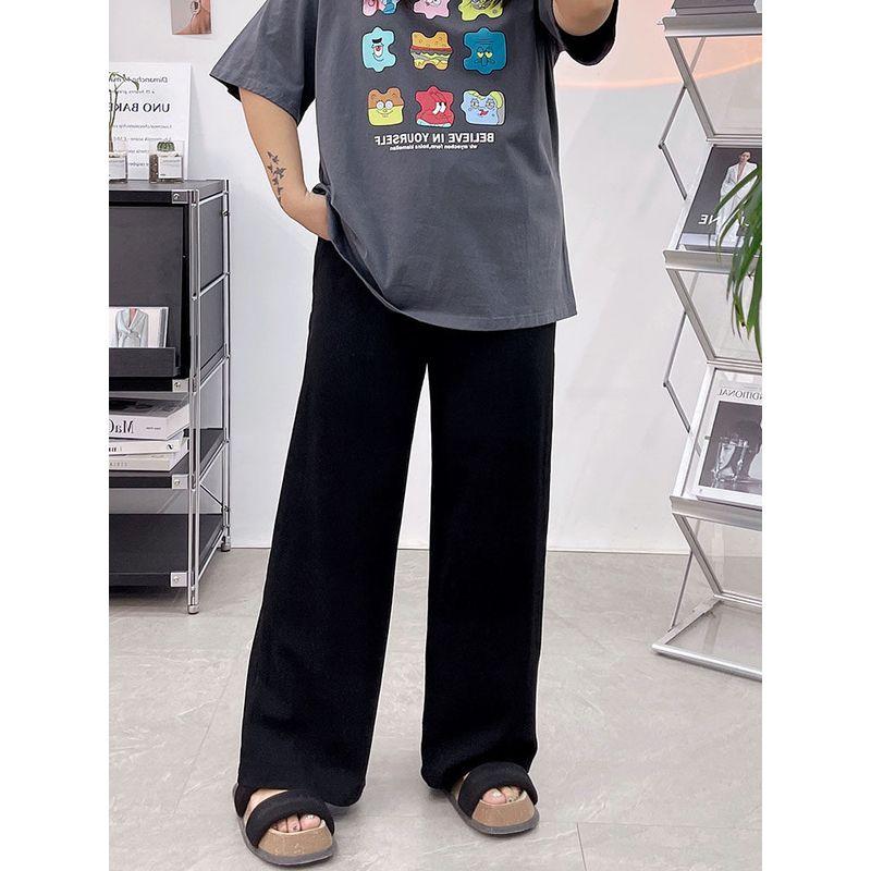 

Narrow Version Lightweight Drape Summer Plus Size Ladies Pink Loose Pants Black XL
