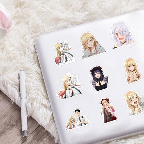 50 Stück Nützlicher klarer Druck Netter Mädchen-Aufkleber Wasserdichter PVC-Kleber Schreibwaren Koffer Laptop Tagebuch Aufkleber Bürobedarf Anime-Aufkleber