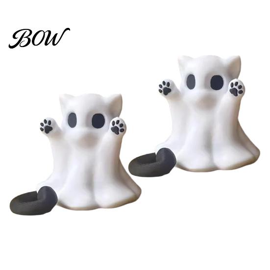 Gruselige Desktop-Dekorationen Halloween Geist Katze Statue, Niedliche Figur, Cartoon Einzigartige Heimdekor Akzente Dekoration für Büro Kleine PVC-Figuren