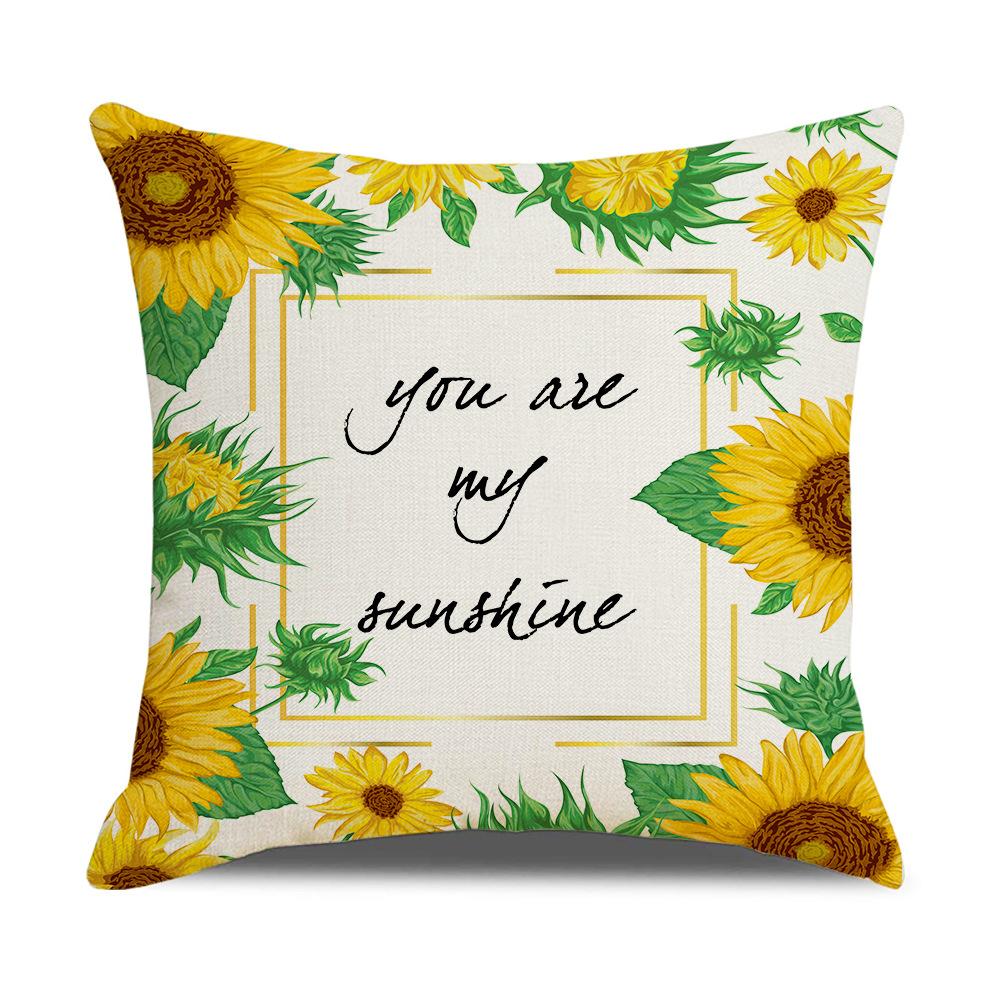 New Home Soft Furnishings Nordic Yellow Sunflower Sunflower Linen Printed Square Pillowcase