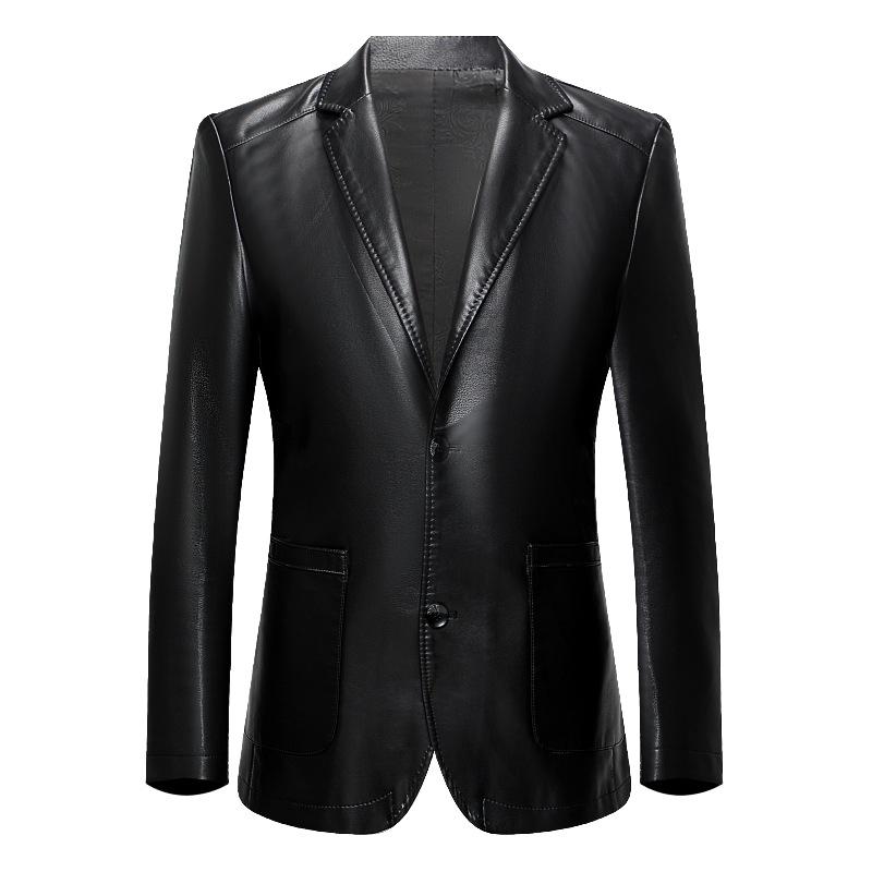 Autumn and winter new style suit collar sheepskin leather jacket men's jacket business casual middle-aged dad leather jacket