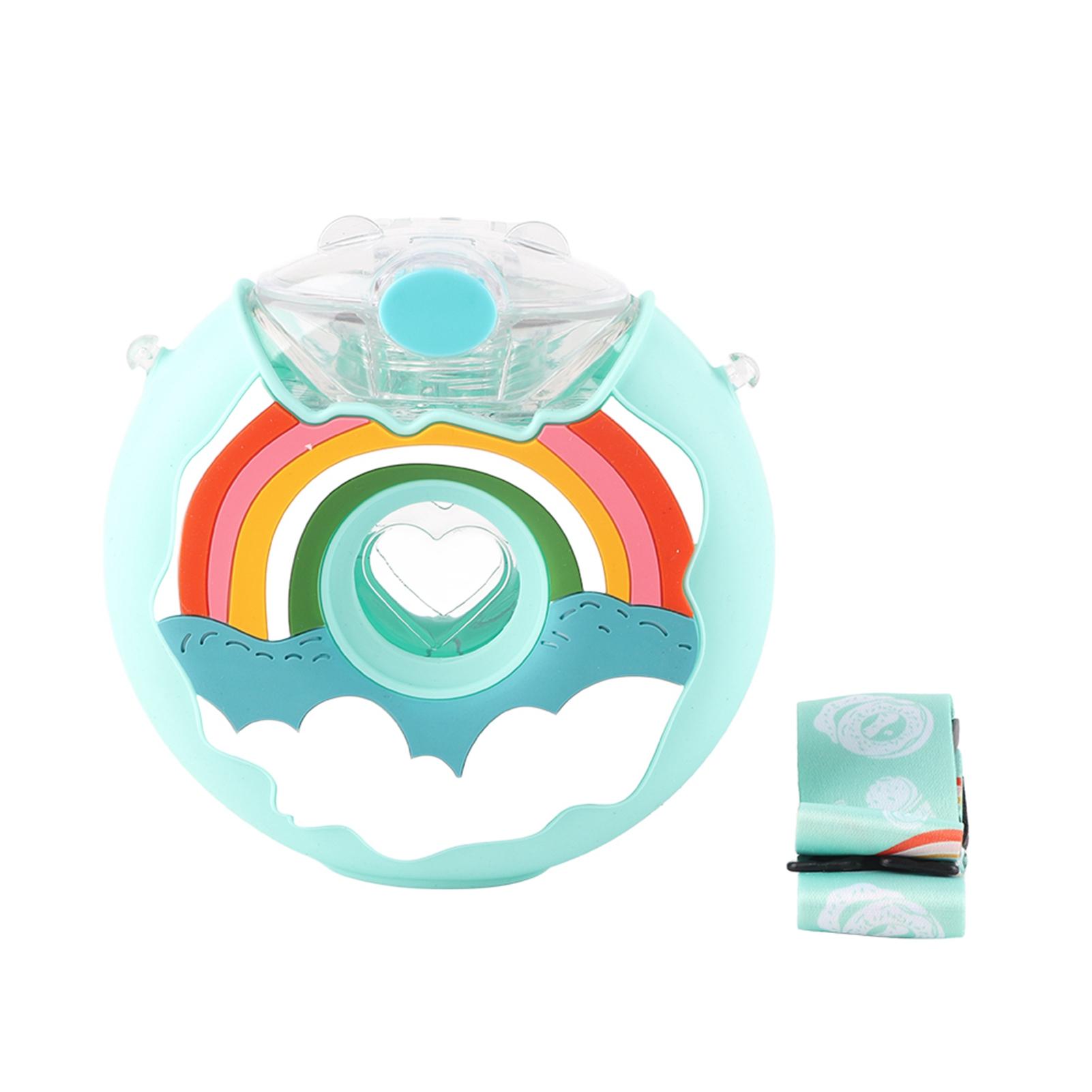 

Donut Water Bottle Cute Shape Colorful PC Heat Resistant Portable Toddler Drink Bottle with Strap синий