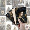 32pcs Vintage Black and Gold Christmas Postcards, Halloween/New Year/Birthday, Gifts, Collectibles, Mail-Ready