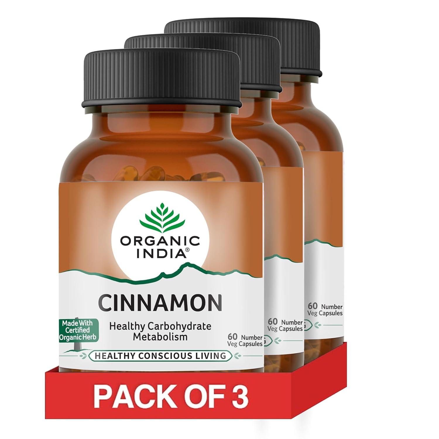 

Organic India Cinnamon 60 Capsules Pack of 3 – Supports Metabolism, Digestion & Joint Health Supplement