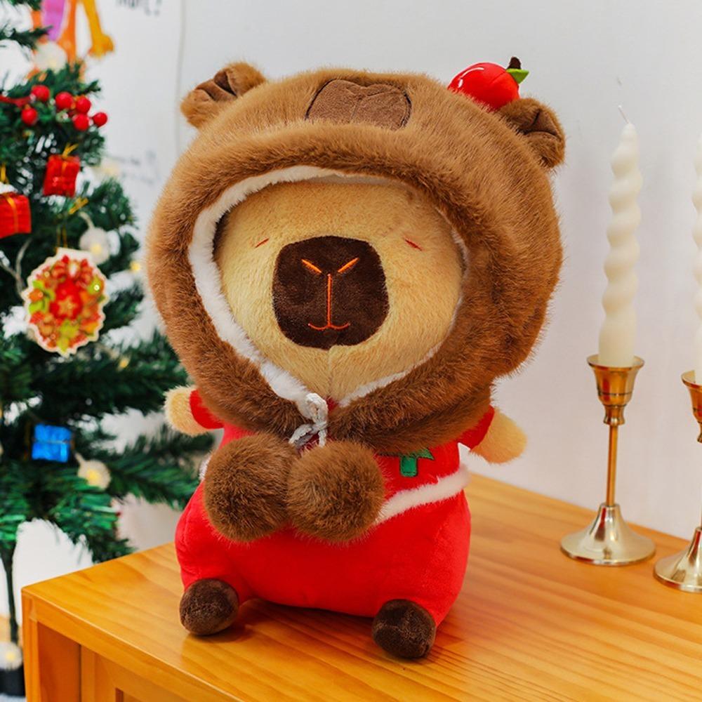 Elk Capybara Plush Toy Santa Claus Capybara Fluffty Doll Capybara Plush Doll  Home Decor