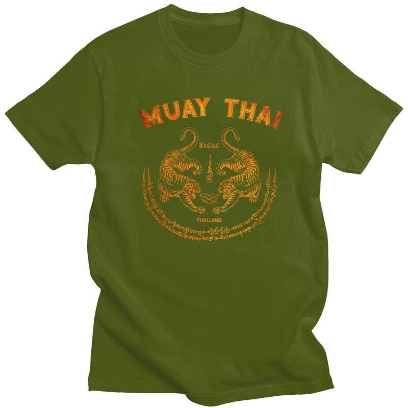 Individuelles Cooles Muay Thai Tiger T-Shirt Herren Kurzarm 100% Baumwolle T-Shirt Freizeit Sak Yant Tattoo Kickboxen Thailand T-Shirts