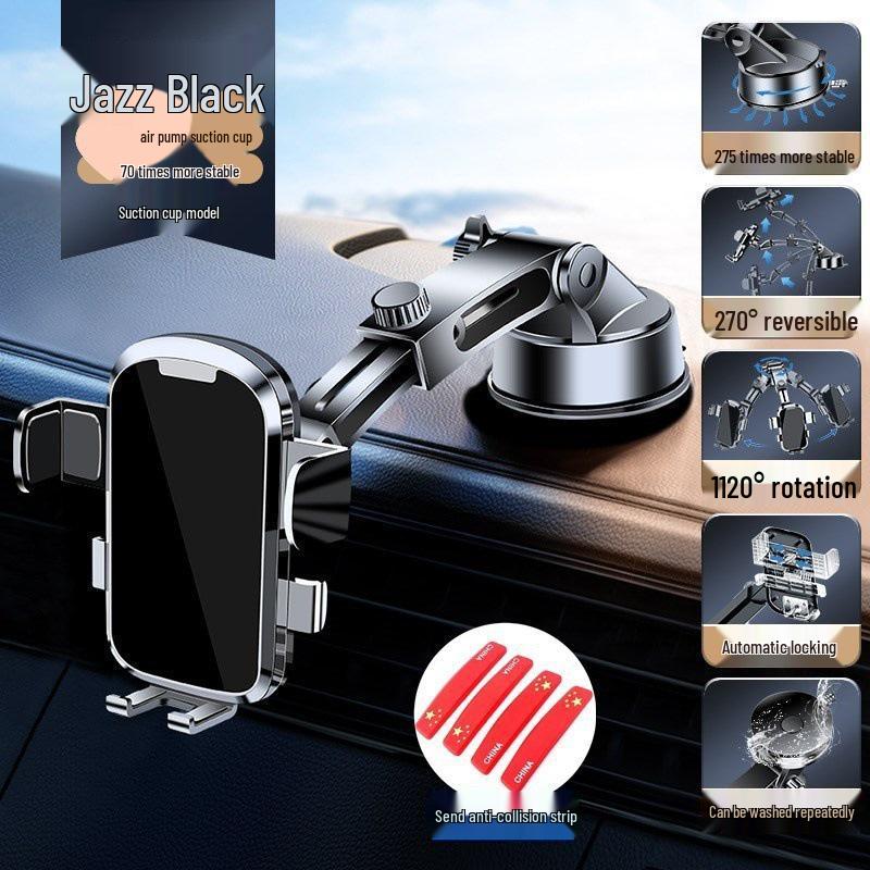 2024 Black Tech Car Phone Holder: Suction Cup & Air Vent Mount for Navigation