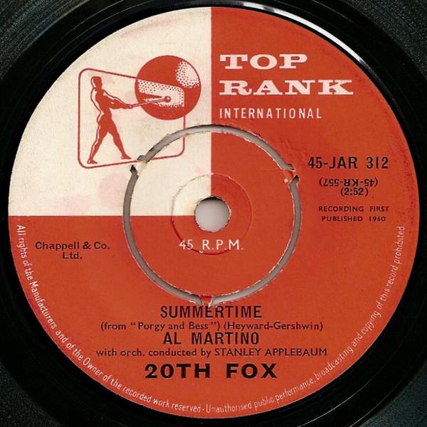 

7inch Record AL MARTINO Summertime 45JAR312 Top Rank Intern 1960 UK SoulFunk Used
