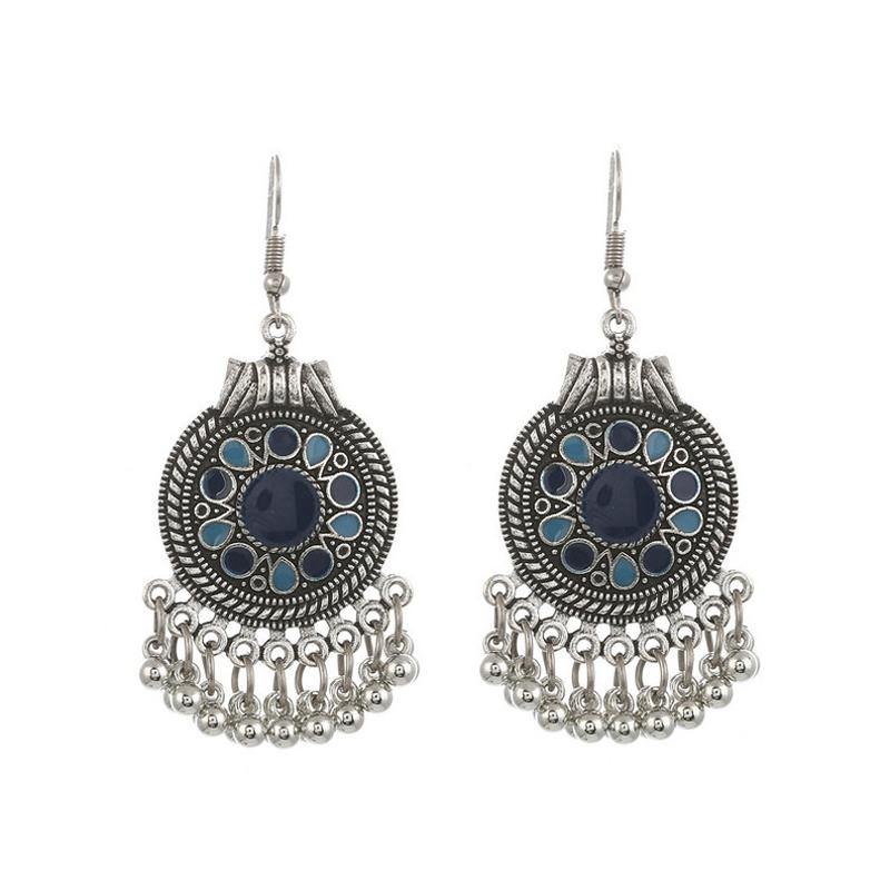 Trendy Ethnic Boho Vintage Drop Dangle Beads Tassel Earrings For Women Bohemian Enameled Indian Zircon Fashion Long Earrings