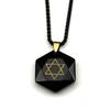 שרשרת שרשרת מפלדת אל-חלד בצורת מגן דוד לגברים נשים צבע זהב שחור תליון משושה אבן טבעית תכשיט