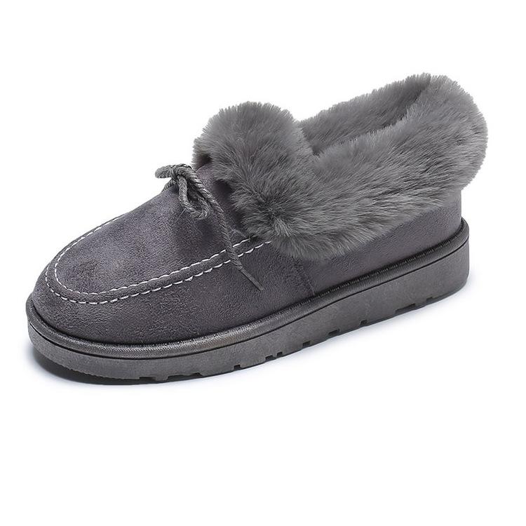 Хлопковая обувь женская осень и зима новая круглая голова бант плюшевая теплая зимняя обувь повседневная пушистая обувь 40 2298₽