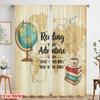 2pcs 2D Flat Printing Party Curtain Reading Adventure Globe Books Polyester Without Electricity Festive Holiday Use for Entryway