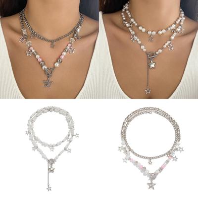 Stylish Star Pendant Necklace Charm Necklace Fashionable Beaded Necklace Chic Neck Jewelry Fashion Accessory for Daily