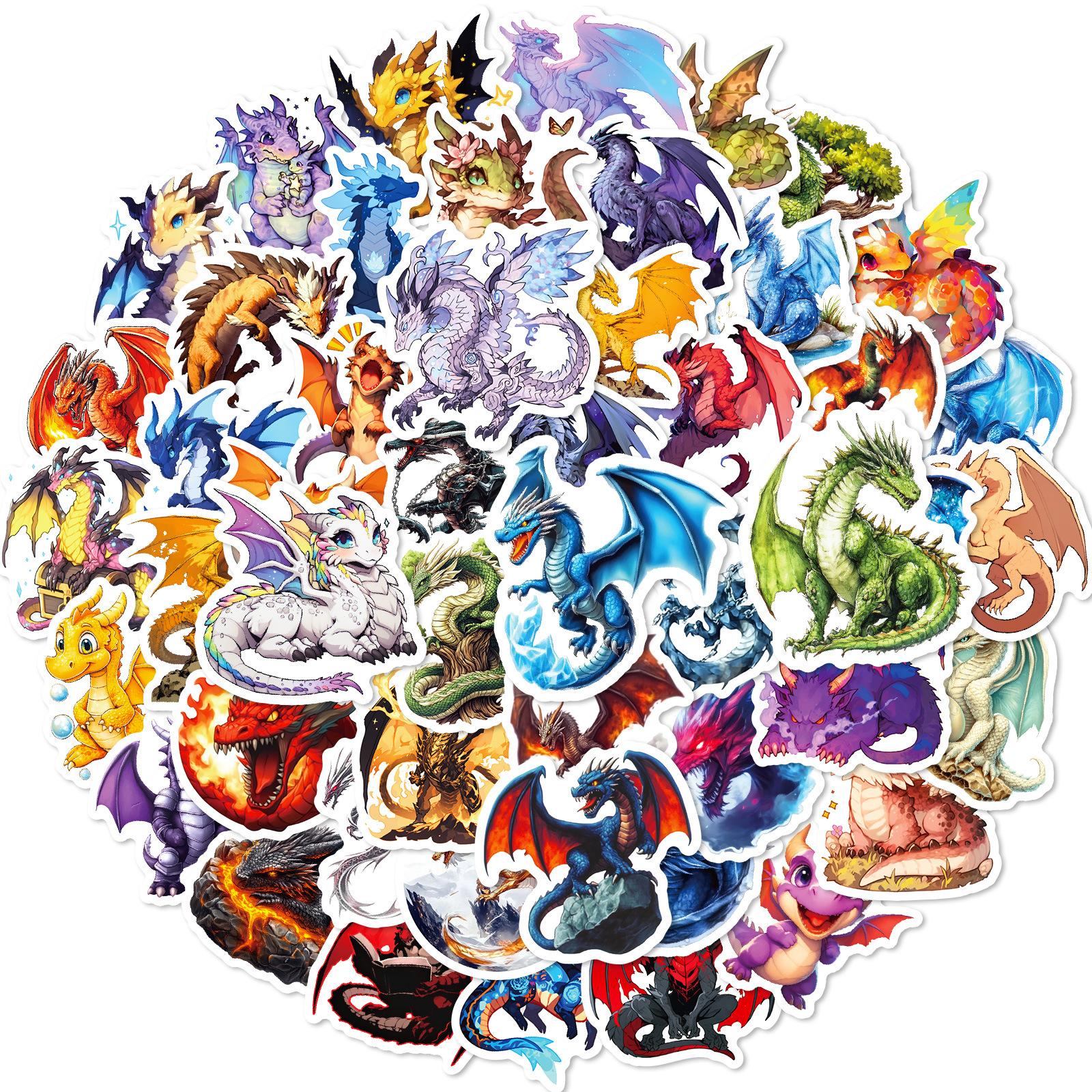 

50 Digital Dinosaur Stickers Children S Creative Stickers Little Dinosaur Series Diy Notebook Graffiti Decoration