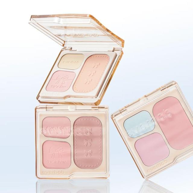 everbab - Bow Series 3-Color Soft Blend Blush Palette - 3 Types 03 Misty Pink Ocean - 6.5g