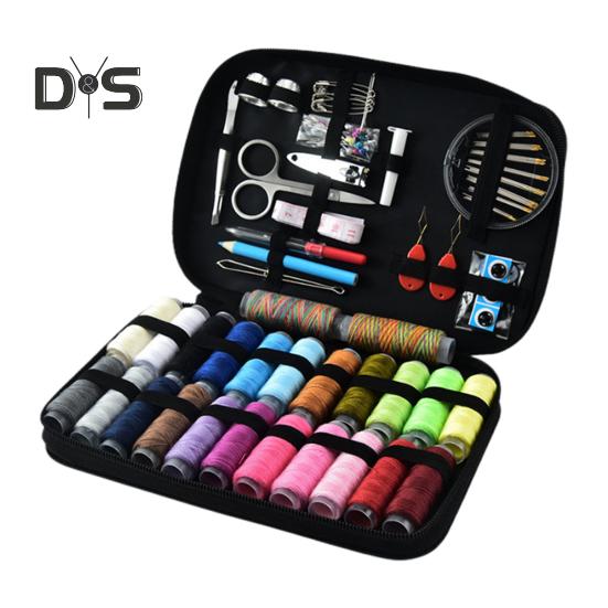 

97 шт./компл. Портативный швейный набор с чехлом, цветными нитками, иглой, портновскими ножницами, рулеткой, профессиональным новичком, для дома, путешествий, экстренного шитья чёрный