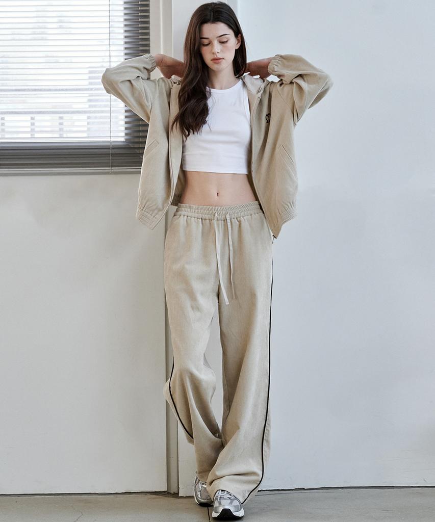 MALOUPE 2170 Velvet Elastic Waist Pants (Beige)