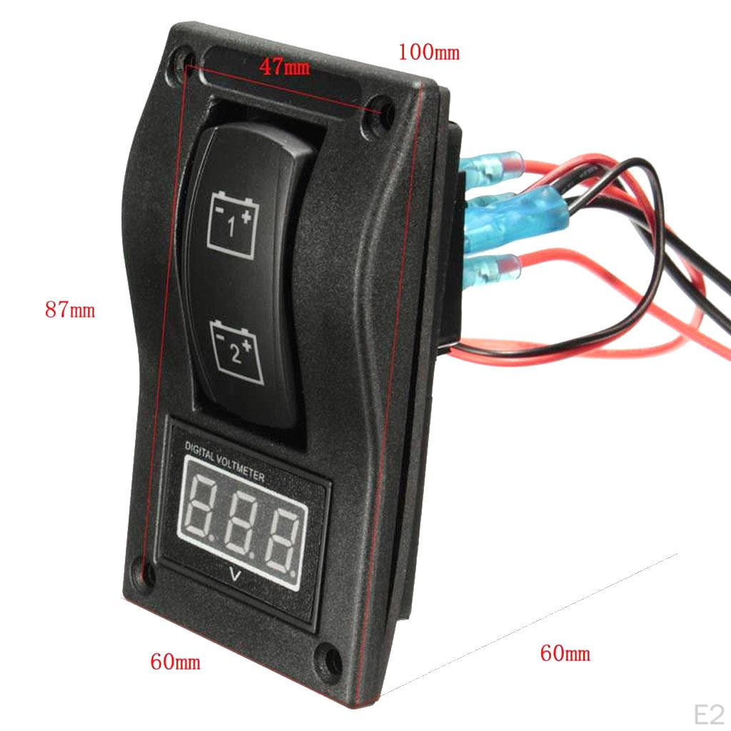 Barcă DC 12V de înaltă calitate, panou de testare a bateriei duble, comutator basculant LED