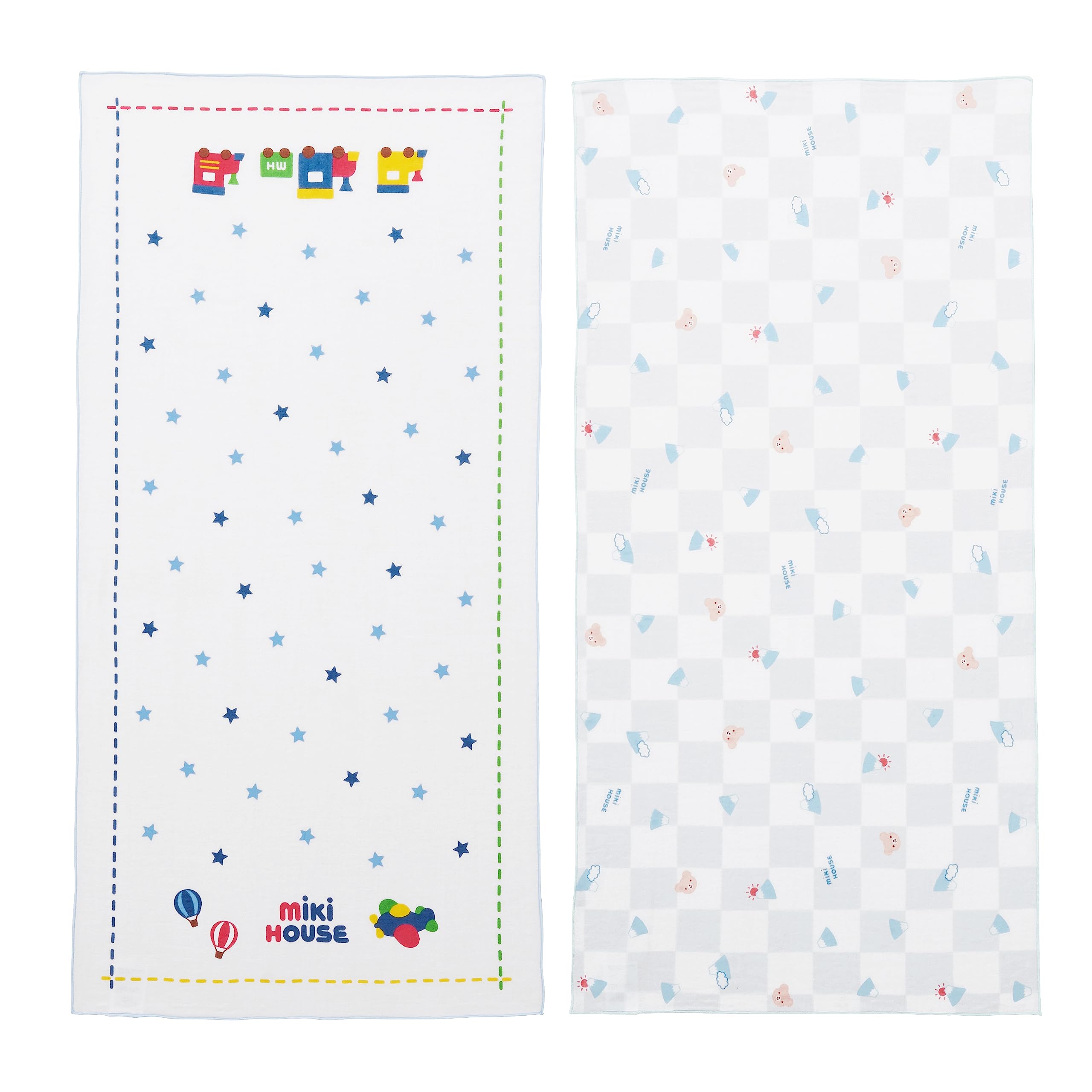 

MIKI HOUSE Gauze Towel Bathtime Gauze Made in Perfect for Baby Boys and Baby Blue Set, Towels, 2-Piece Set, 100% Cotton, Japan, 35x70cm, Prep, Girls, синий