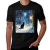 Midnight Black Cat In A Winter Forest At Twilight Tshirt Festive Simple Tshirt