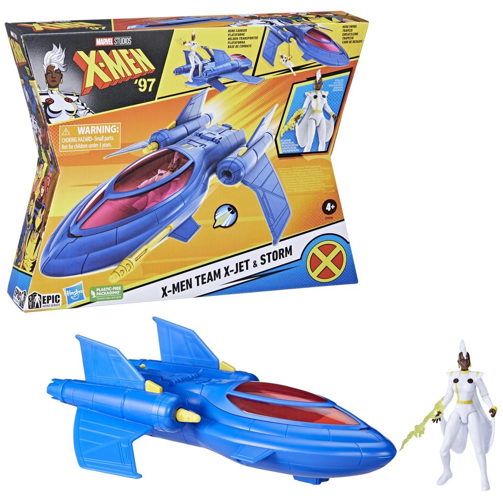 Marvel Studios X-Men '97 X-Men Team X-Jet & 4-Inch Storm Figures, Superhero Toy Action Figures, Ages 4 and Up, F7974