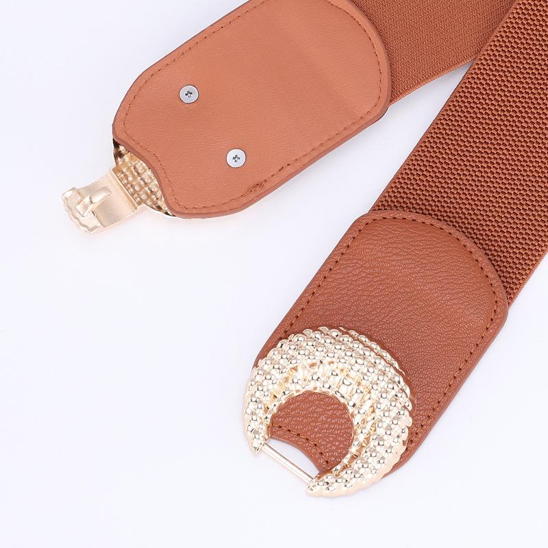 Elastic Belt Women'S 8-Shaped Buckle Wide Waist Seal Dress Decorative Waist Elastic Belt