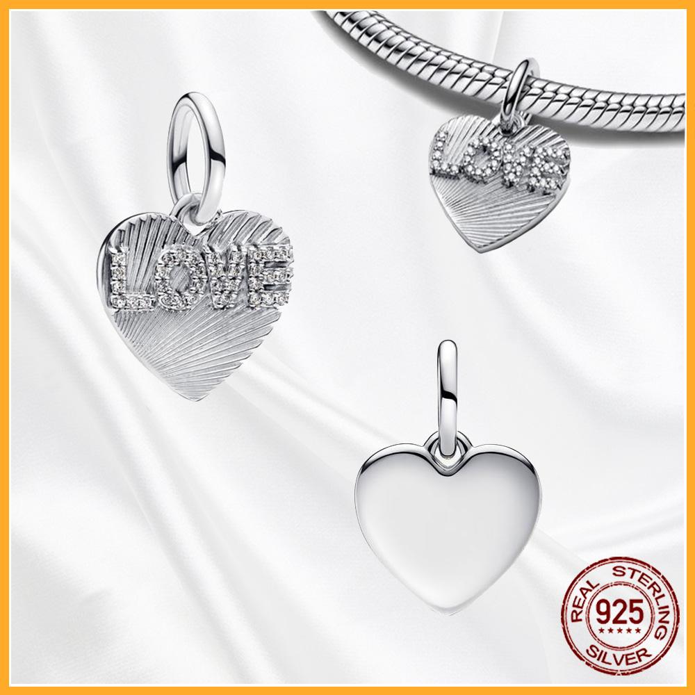 Authentic Fine Elegant Copper Dangle Charm Love Heart Sun and Moon Fits Genuine Bracelets Bead Pendants Jewellery