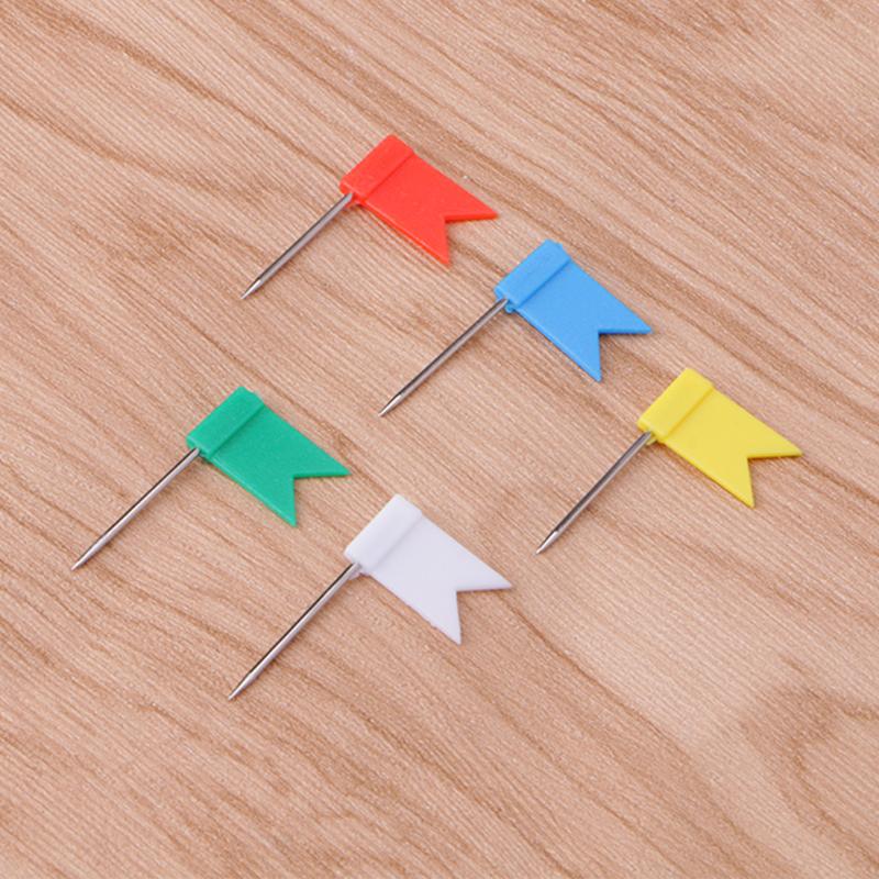 30PCS Flag Marker Shape Map Pins Cork Notice Board Push Pin Assorted Office Home