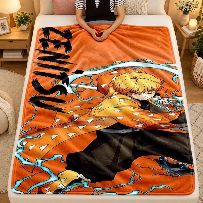 Flannel BlanketDemon Slayer Warm Soft Throw Blanket for Indoor Sofa Bed Living Room Use