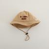 Kids Embroidered Letter Bucket Hat Wide Brim Sun Protection Cap With Windproof Strap For Spring Autumn Outdoor