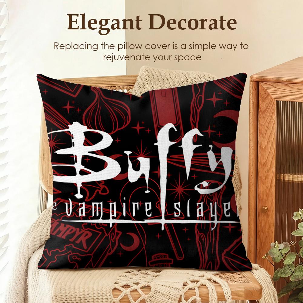 TV BBuffy the Vampire Slayer Cushion Cover Natural Linen Organic Fabric DoubleSided Printing Sofa Home Decor Gift Pillow Case
