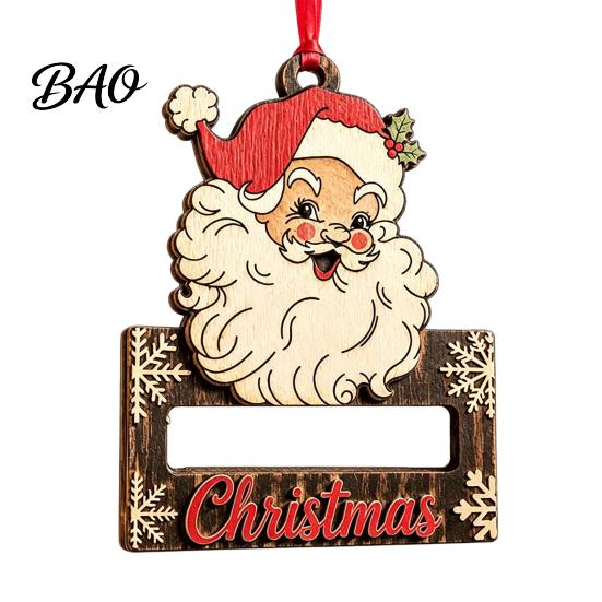 Wooden Money Clip Ornament Christmas Holder Ornament, Cash Gift Tree Hanging Decoration, Acrylic Display Storage Merry Pendant for Holiday Party Decor