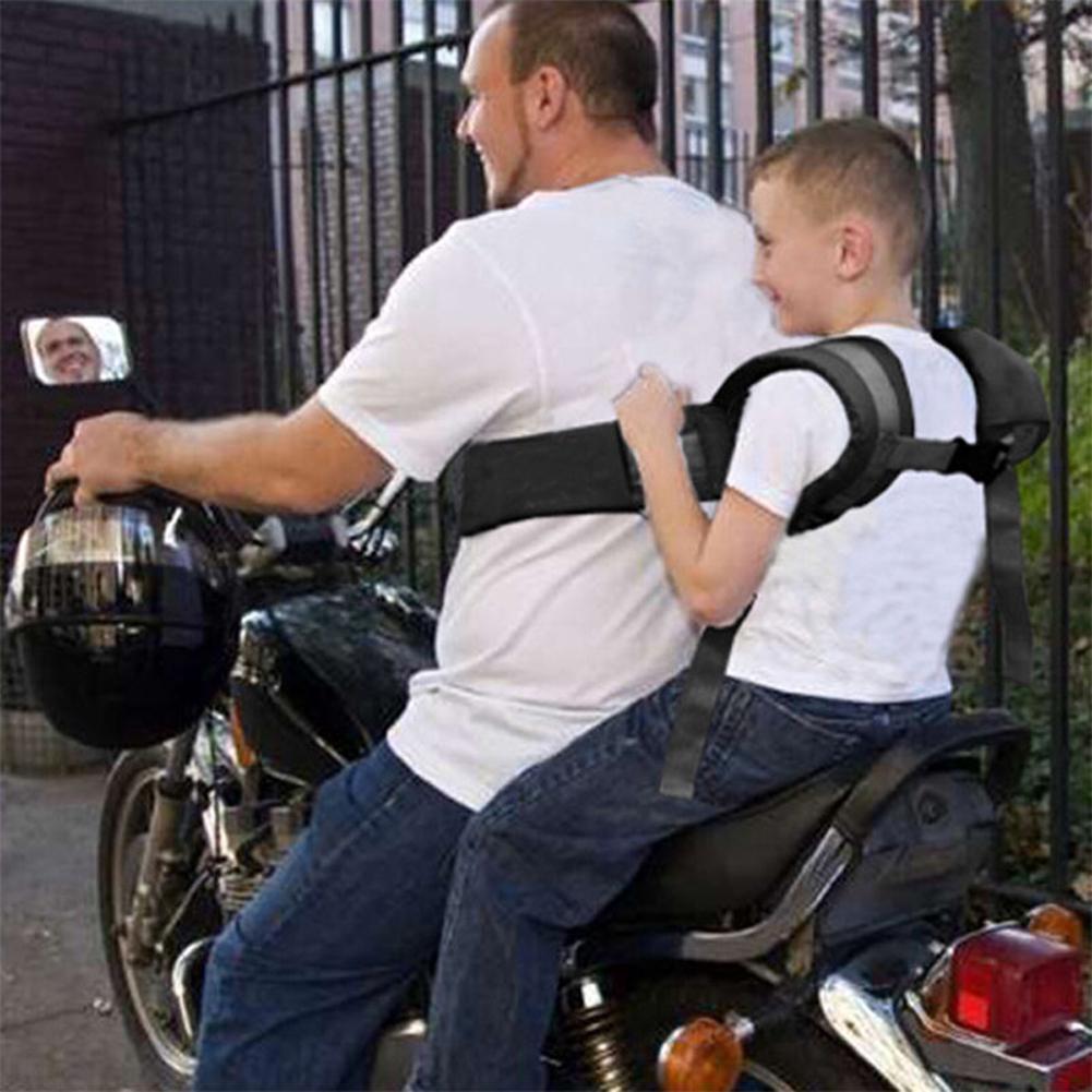 Motorrad-Sicherheitsgurt Kinder-Sicherheitsgeschirr Verstellbares Motorrad-Sicherheitsgeschirr Absturzsicherung Schwarz für Kind Kid