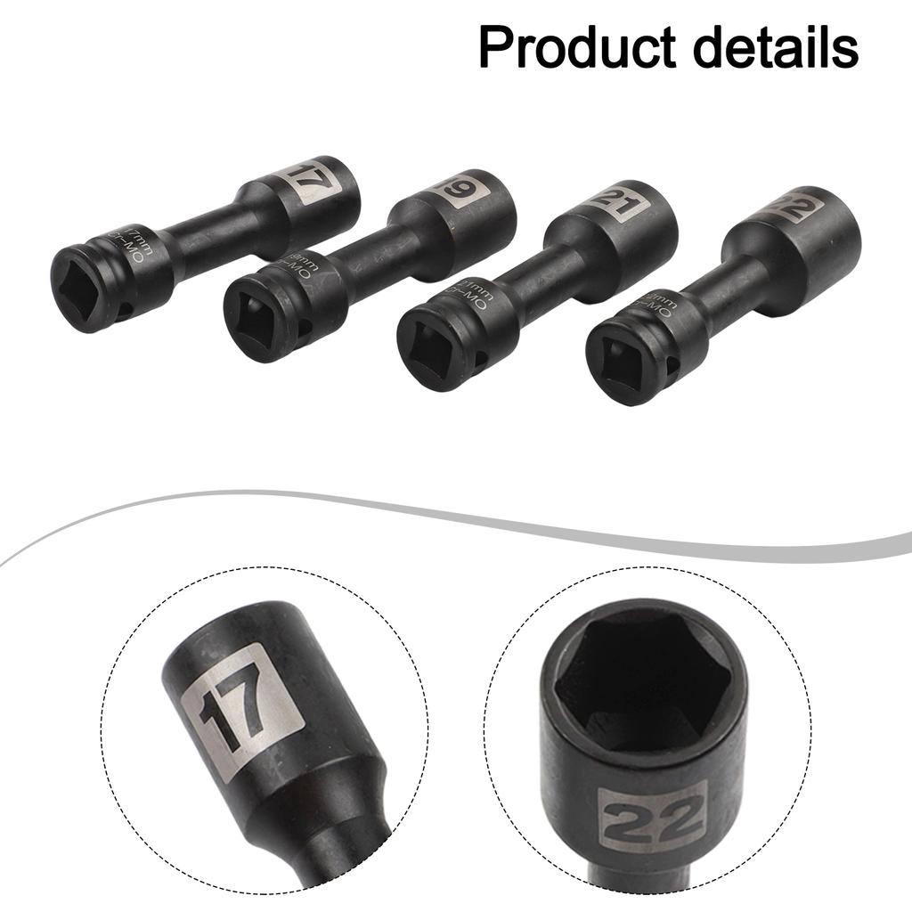 Repair Projects Hex Nut Sleeve Tool Chromoly Steel Socket Set Mechanical Tool High-Torque Tools 4-Piece Socket Set