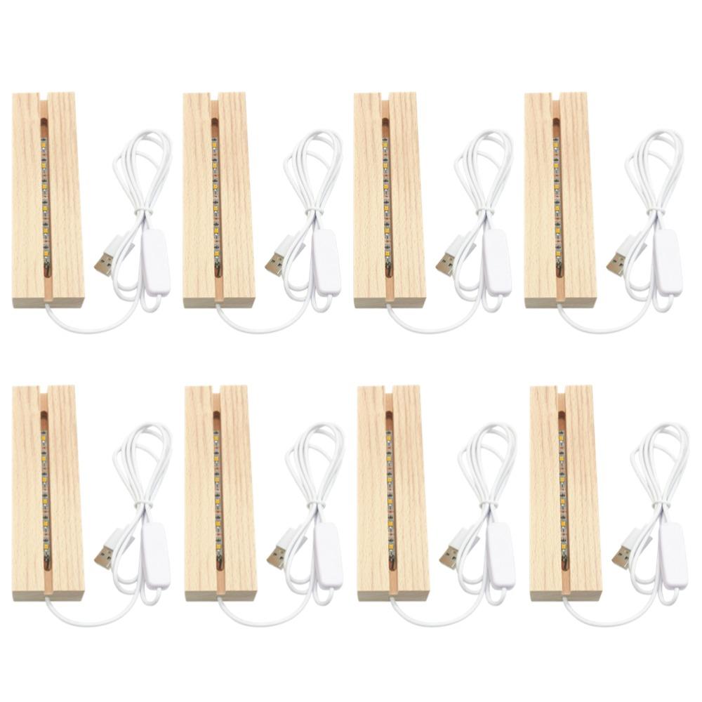 1-10pcs LED Wood Light Display Base Crystal Wooden Lighted Base Stand Acrylic Light Plate Base for Resin Art Lights Ornament