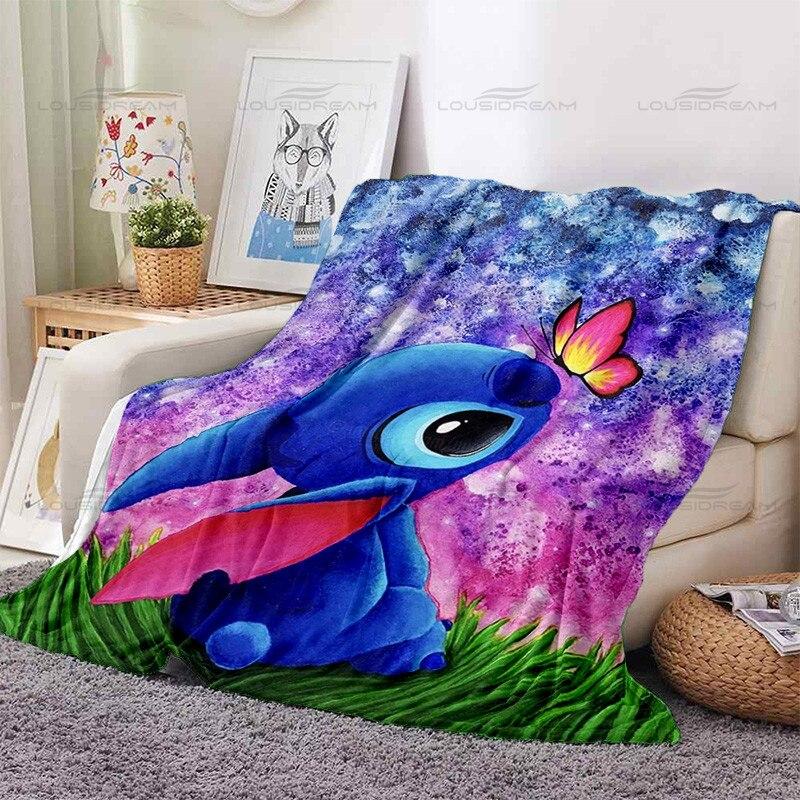 Fashion Animated Couple Blankets Cute Cartoon Pet Pattern Thin Blankets Flannel Portable Home Travel Office Blankets