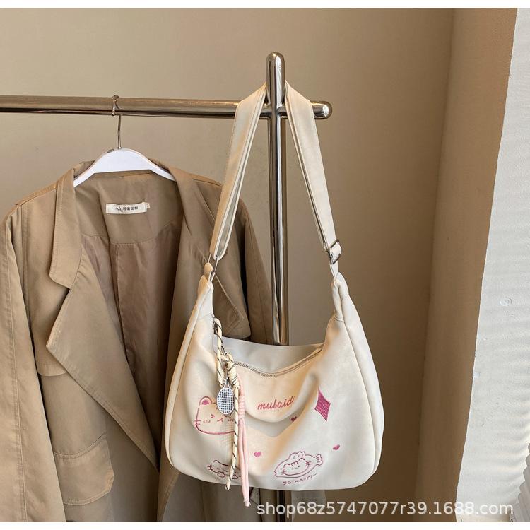 2025 New Korean Version of Casual Niche Design Tote Bag, Student Class Commute Fashion Soft Leather Shoulder Messenger Bag