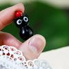 Glass Black Cat Miniature Tiny Colored Glass Cat Ornament Cute Mini Kitty Figurine for Desktop Bookshelf Fairy Garden Micro Landscape Decor