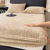 3PCS Bedding Set Soft Warm Plush Mattress Protector Cover Thick Milk Velvet Striped Fitted Sheet Fluffy Luxury Bed Cover
